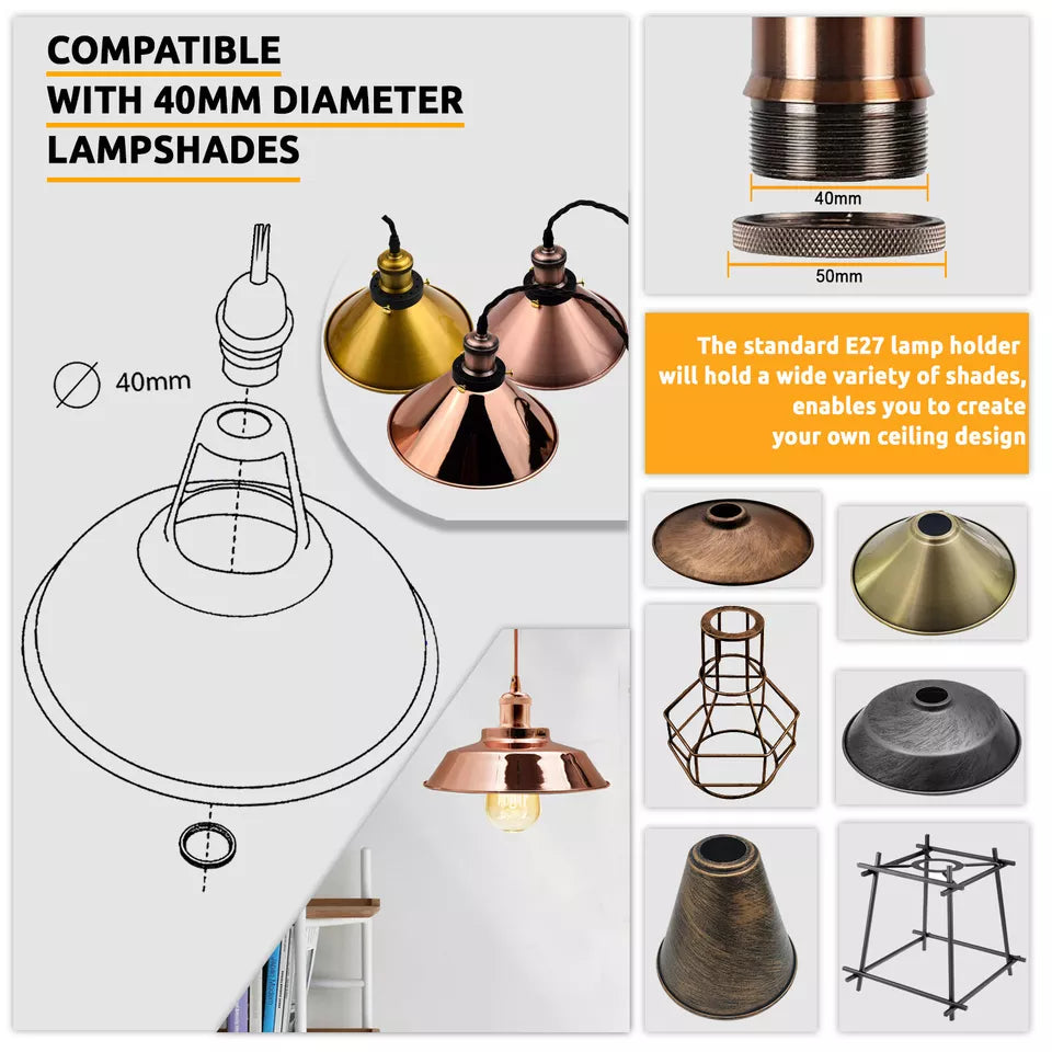 3 Core Vintage Pendant Holder| Pendant Light Fitting ~1716