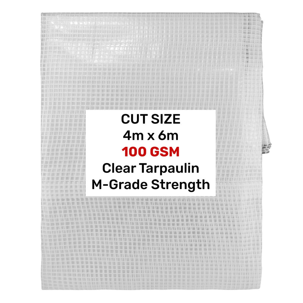 Clear M-Grade Tarpaulin 4m x 6m Waterproof Tarpaulin Cover Outdoor Ground Sheet