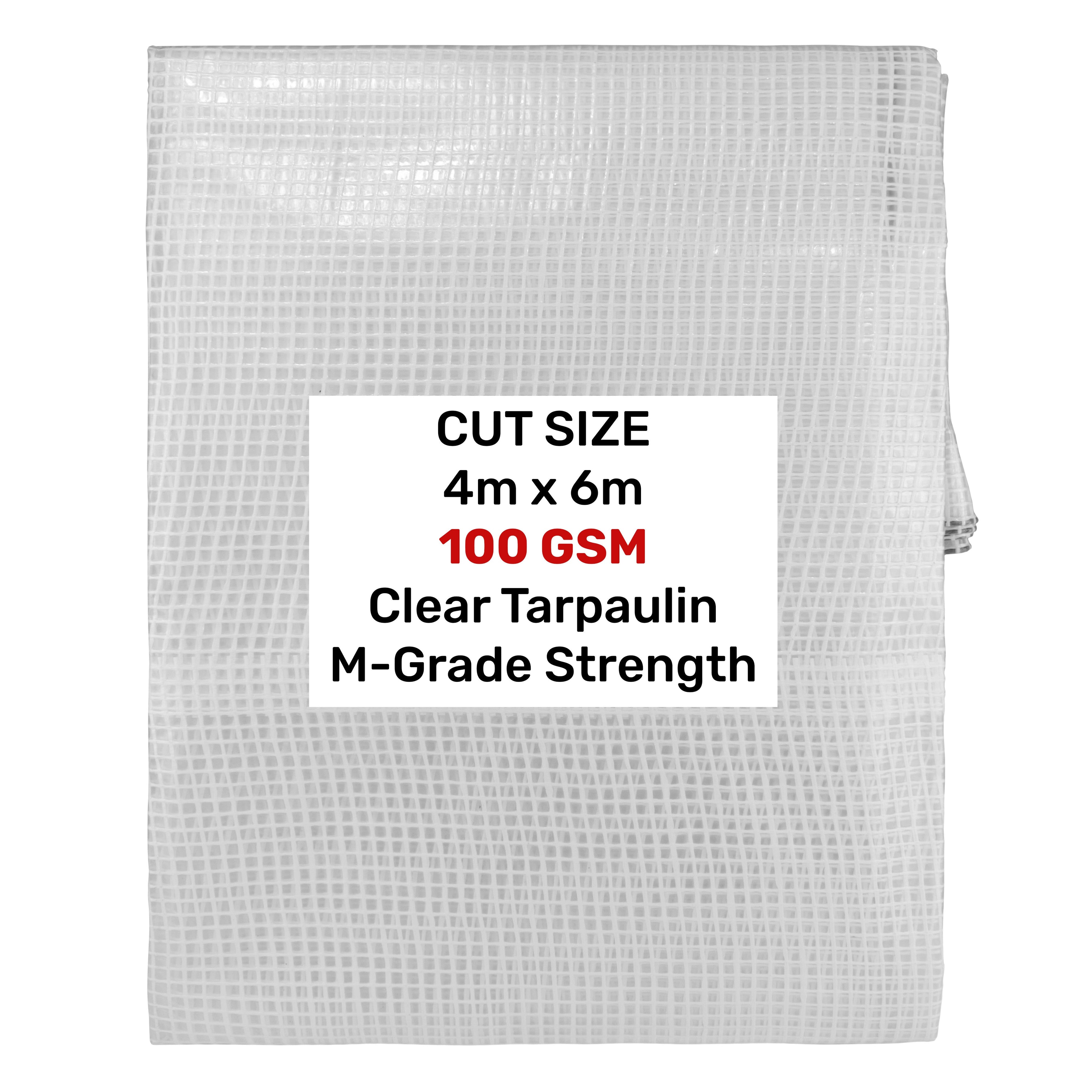 Clear M-Grade Tarpaulin 4m x 6m Waterproof Tarpaulin Cover Outdoor Ground Sheet