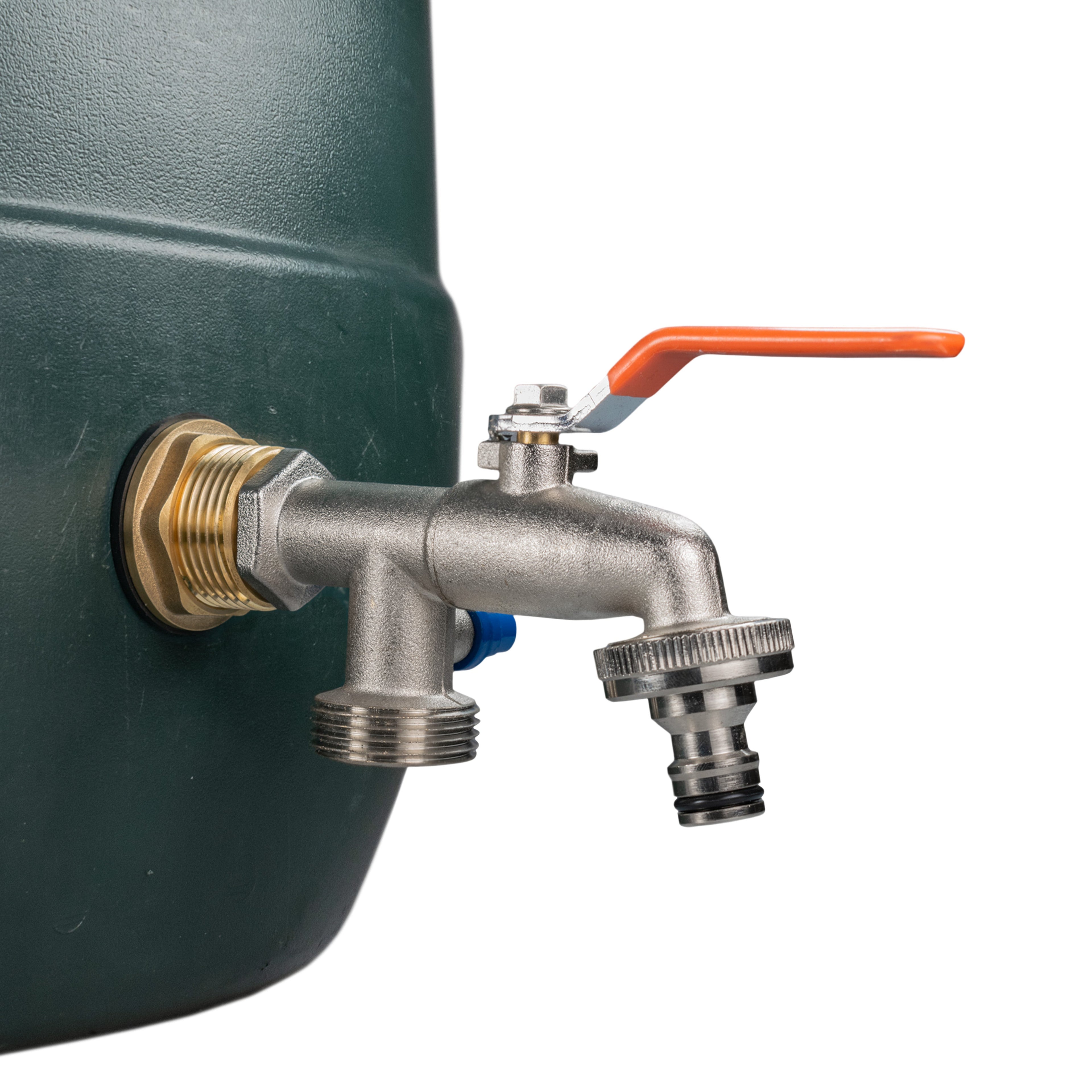 Water Butt Brass Kit 1in with Double Tap and Drill Bit for Garden Irrigation Kit