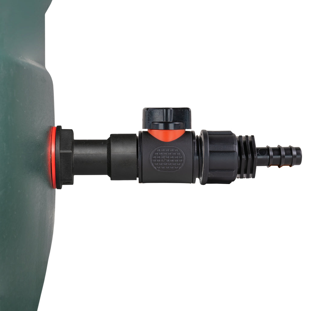 Water Butt Extension Kit 3/4in with In-Line Valve + 16mm Barb Hose Connector Set