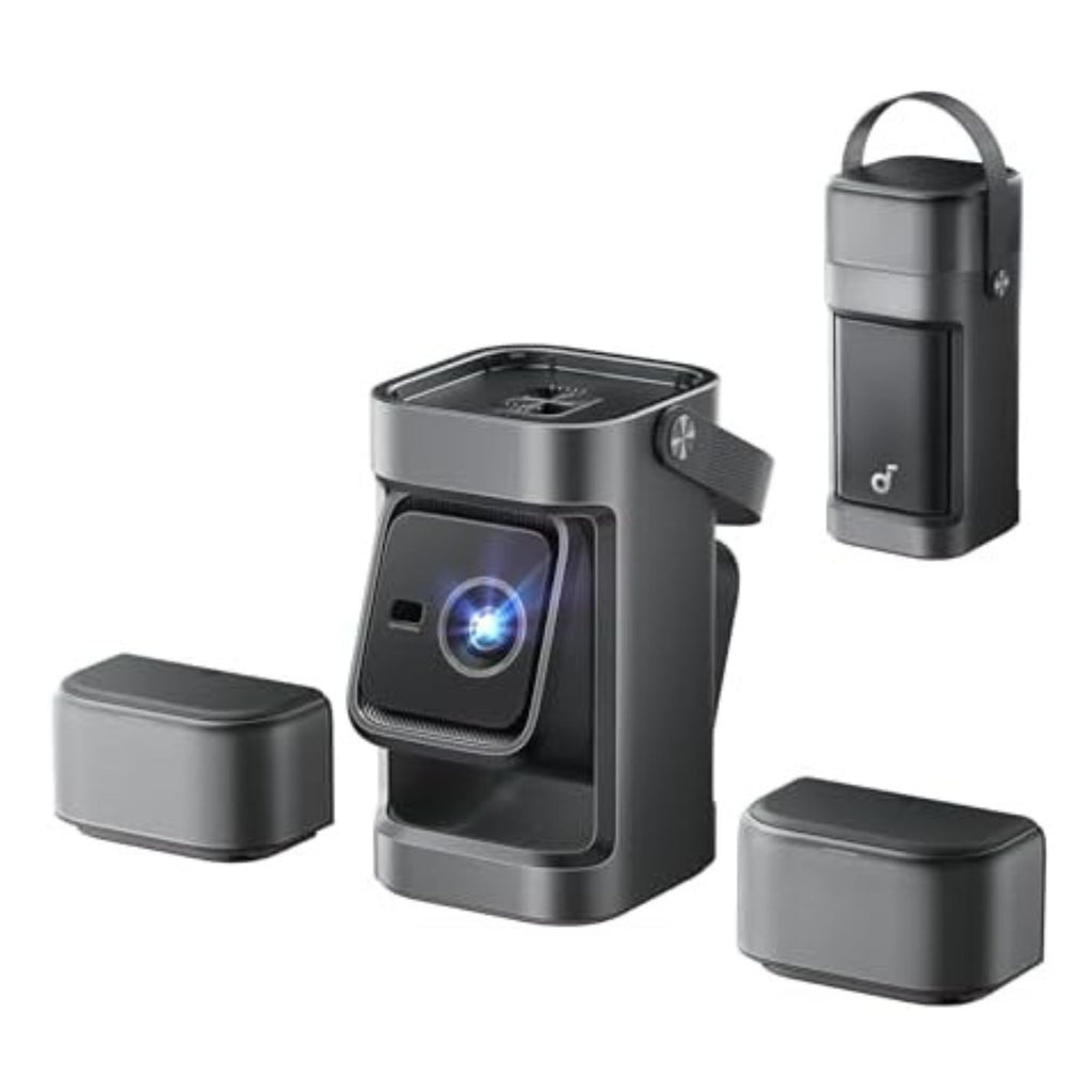 Projector paired with surround sound speakers