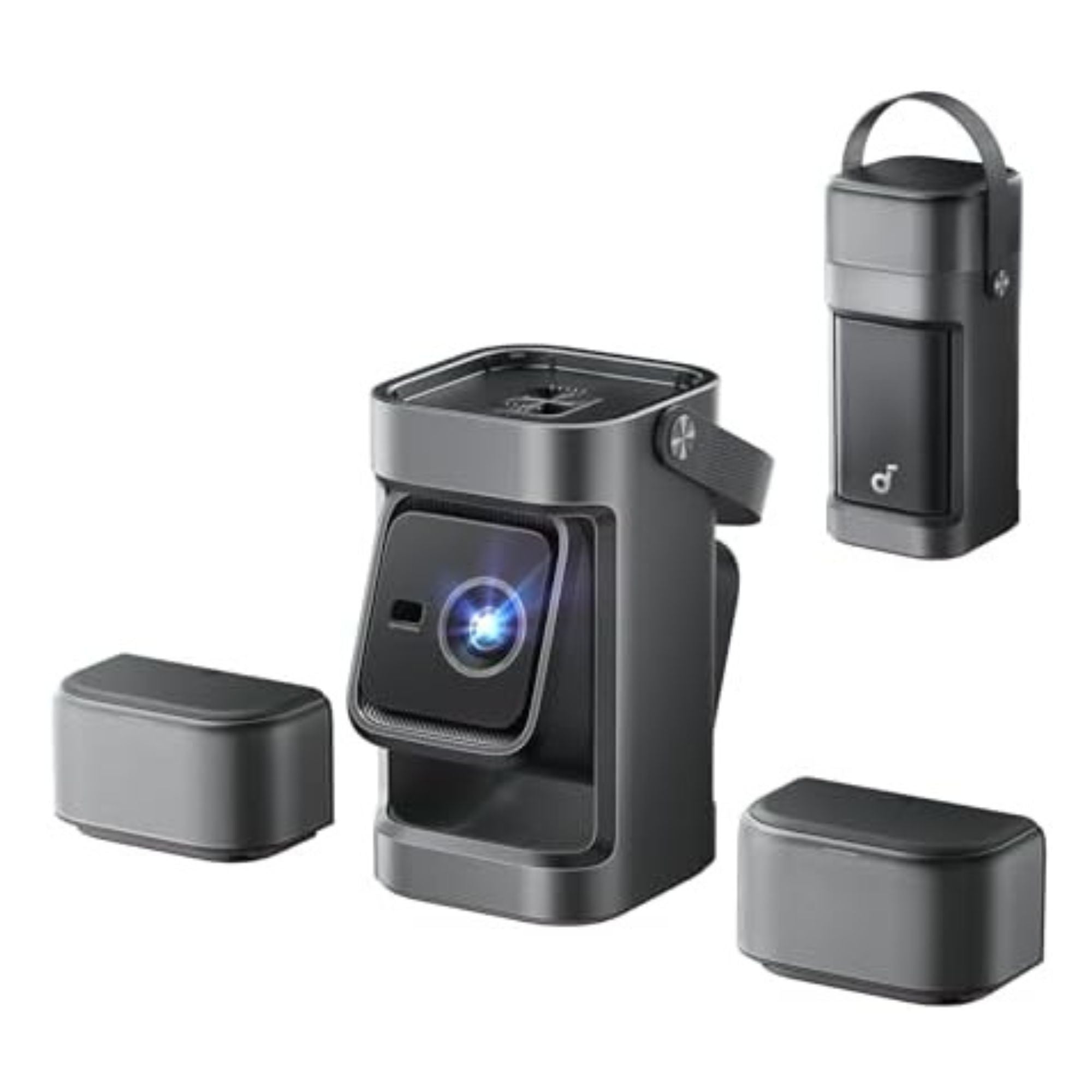 Projector paired with surround sound speakers
