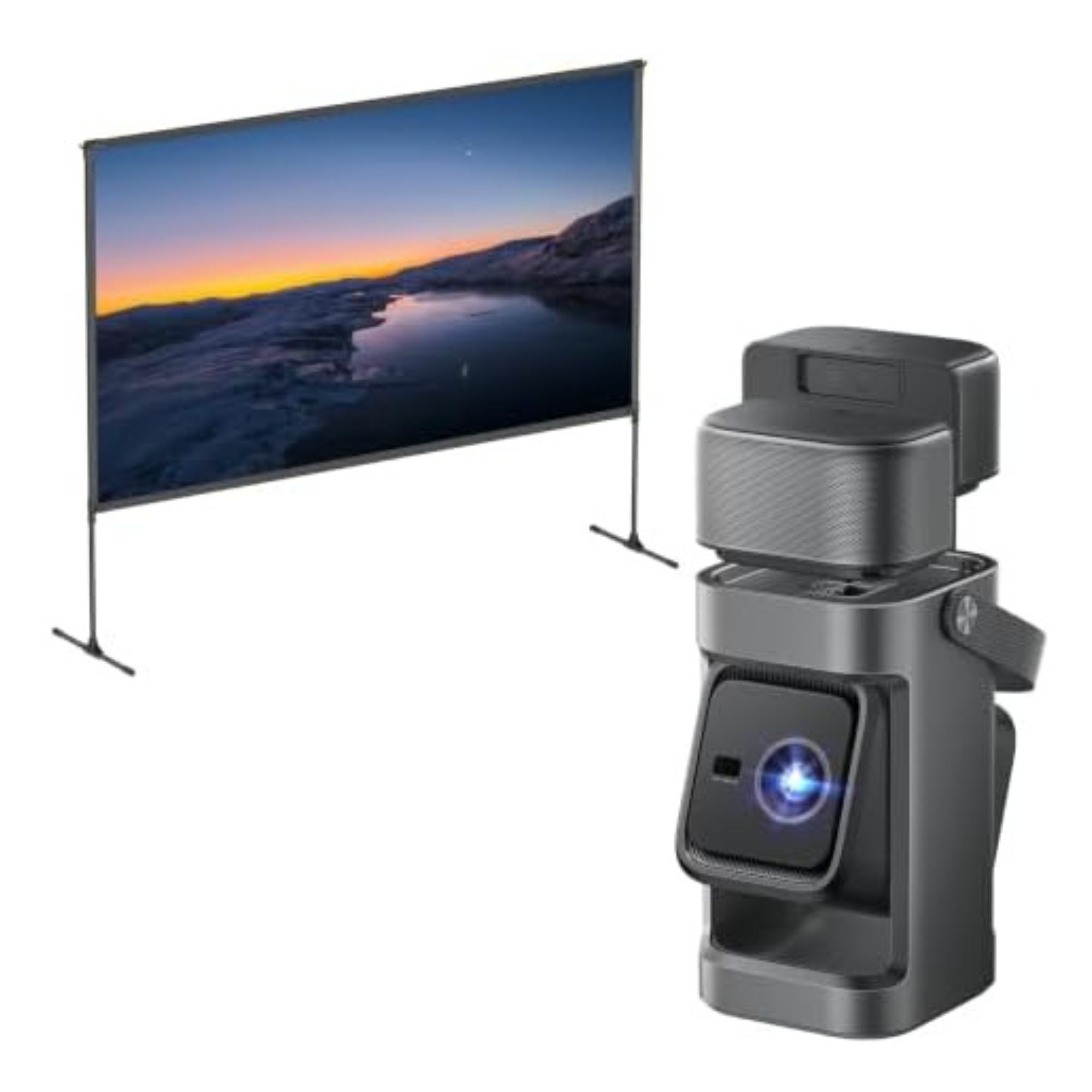 Projector paired with surround sound speakers