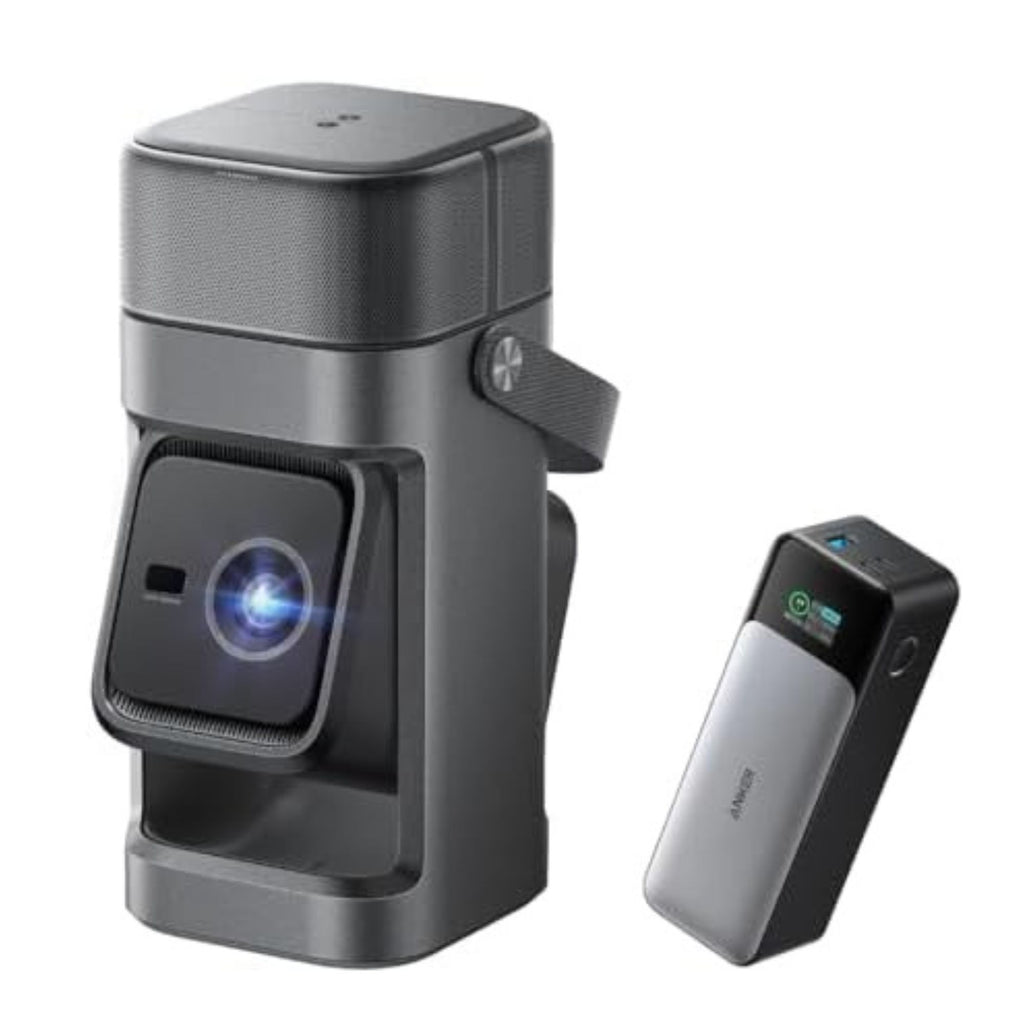Projector paired with surround sound speakers